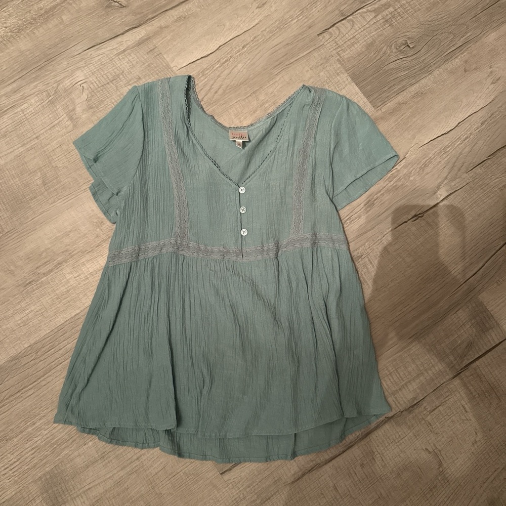 JCPenney Women's Blue Button-Front Blouse